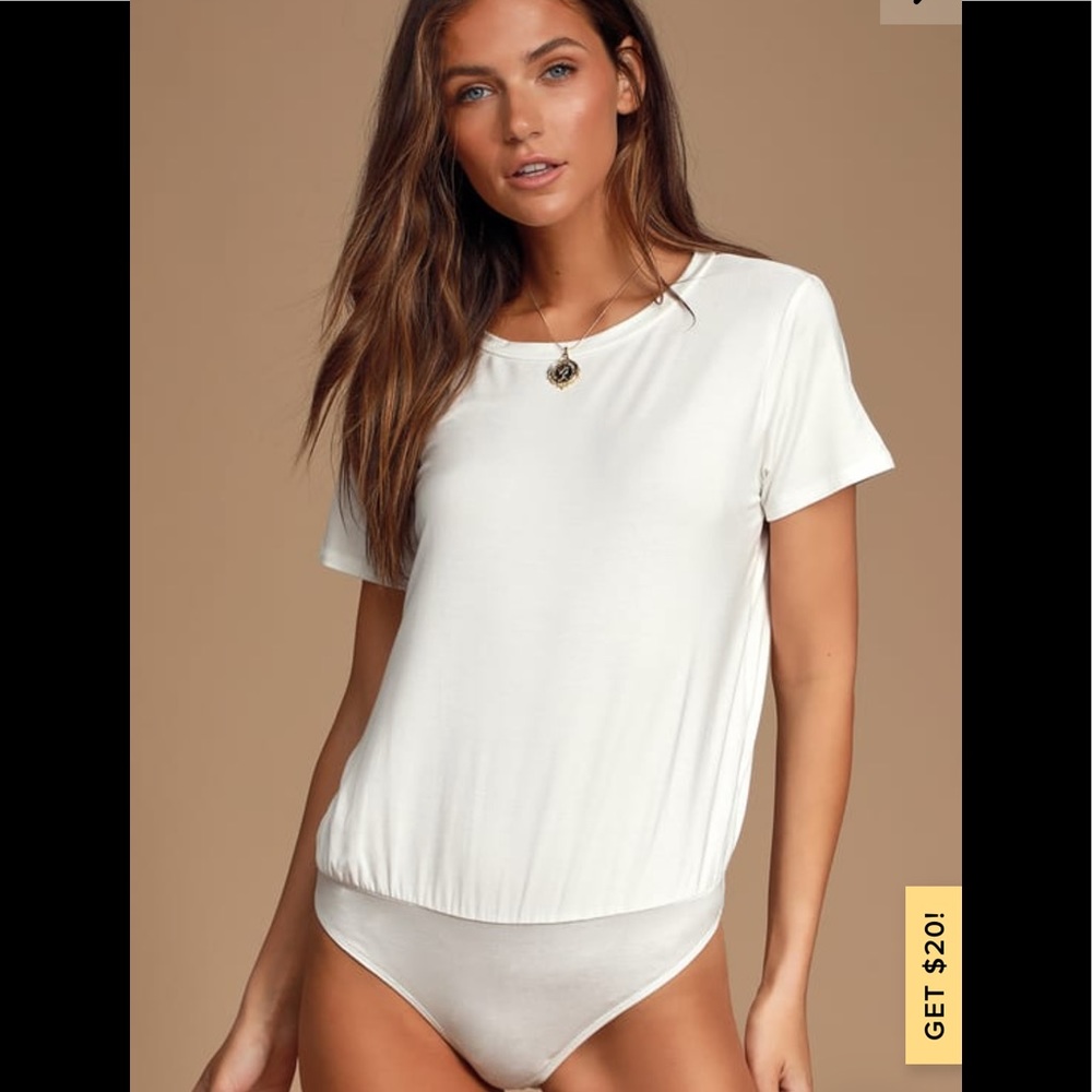 NWT lulus basics skyra t-shirt bodysuit white tee
